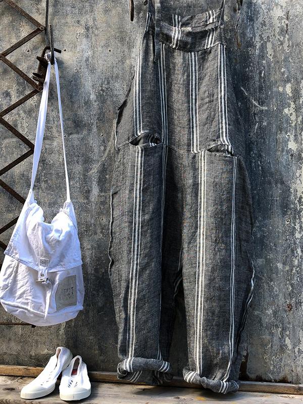 Casual Plus Size Striped Jumpsuit