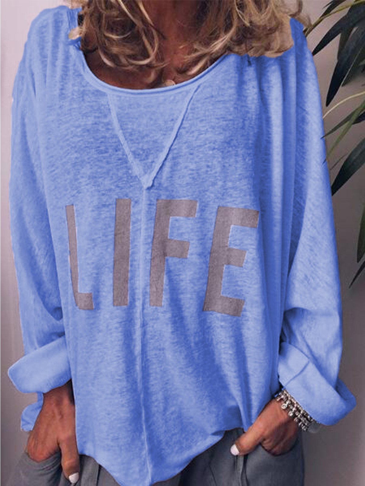 White Round Neck Casual Shirts & Tops