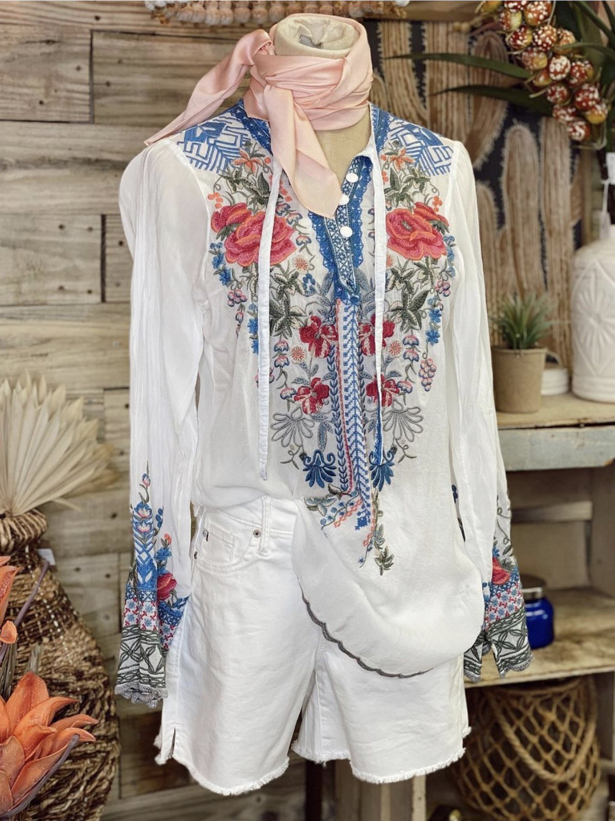 Boho Weddding Geometric Blossom Long Sleeve Shirts & Tops