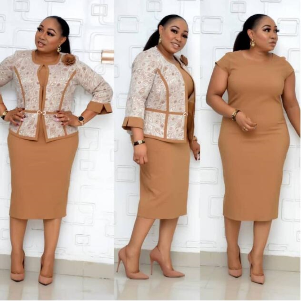 Plus Size African Mature Two Piece Dress