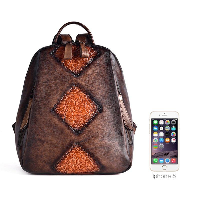 Leather vintage ethnic backpack