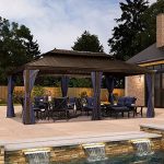 PURPLE LEAF 12�� X 20�� Hardtop Gazebo Pavilion for Outdoor with Netting and Curtains Deck Backyard Heavy Duty Sunshade Large Metal Patio Permanent Canopy