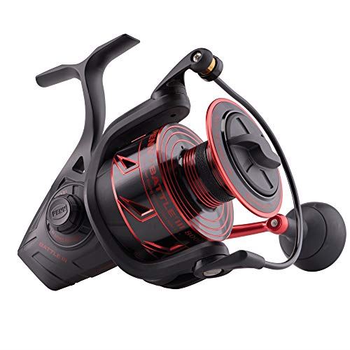 PENN Fishing Battle II & III Spinning Fishing Reel (All Models & Sizes), Red/Black