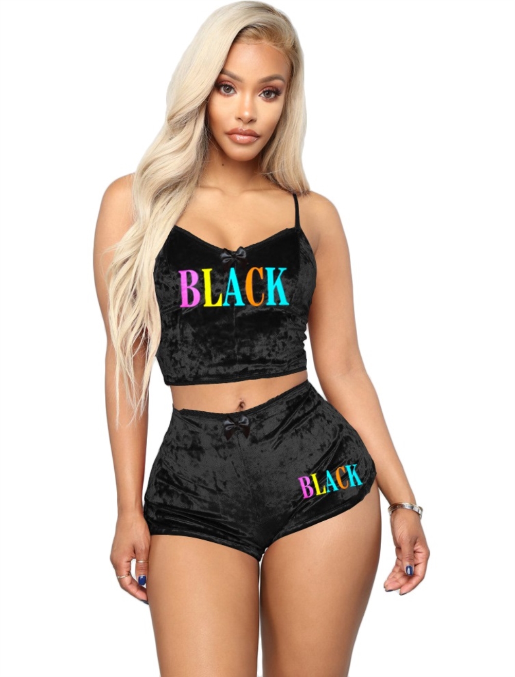 Summer Sports Two Piece Velvet Short Set