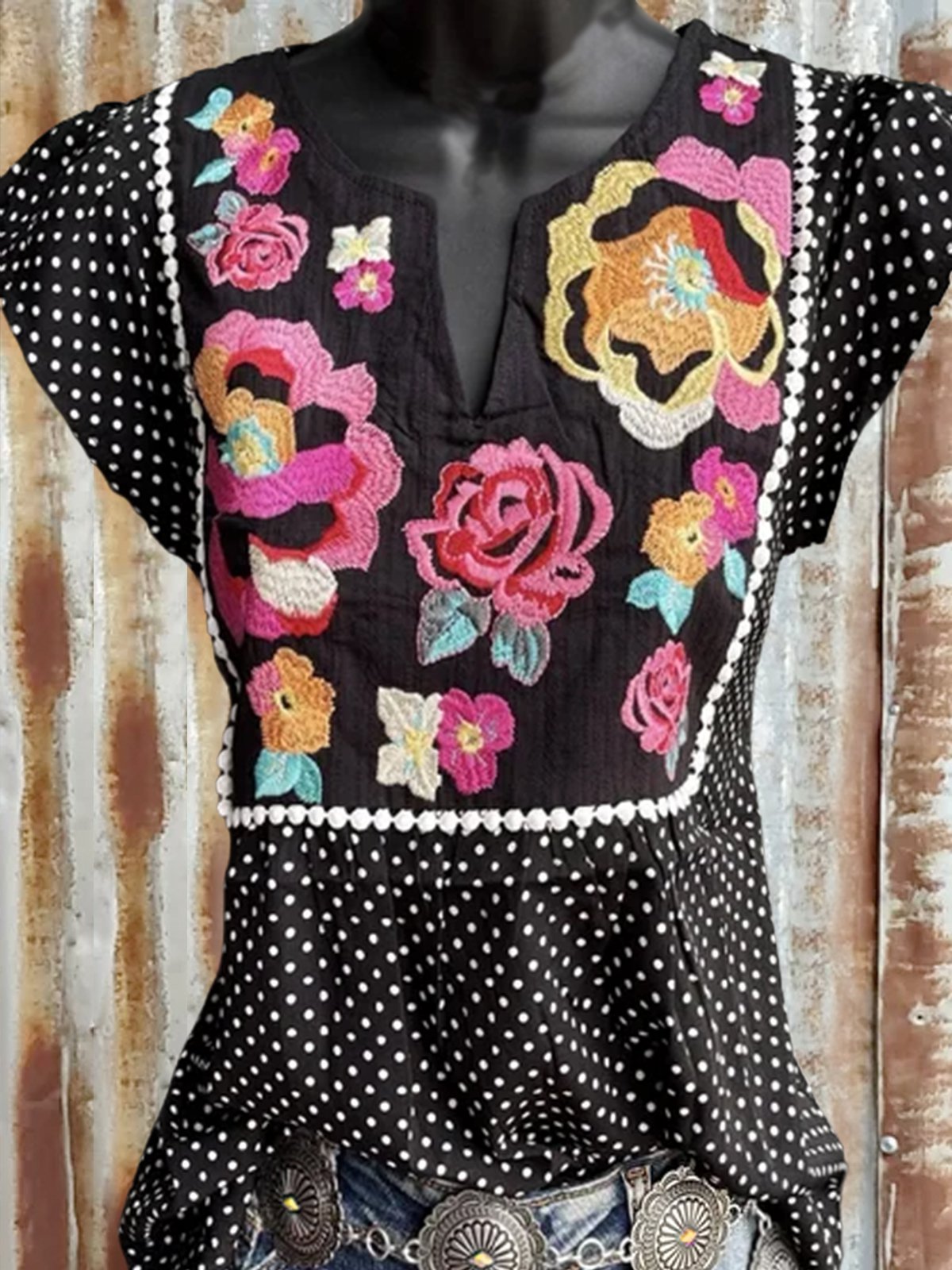 Floral Casual Short Sleeve Shirts & Tops