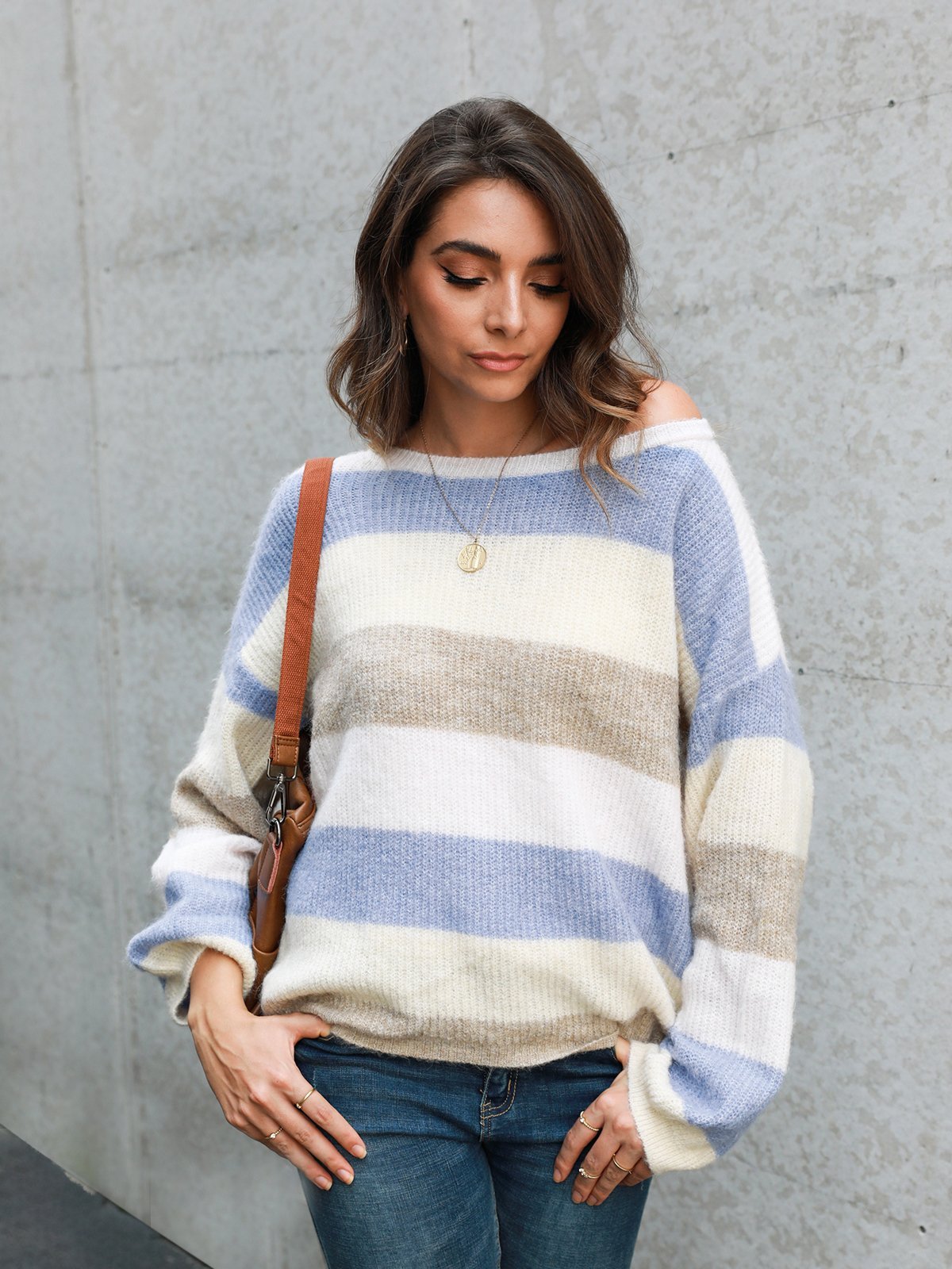 Multicolor Gradient Casual Long Sleeve Crew Neck Sweaters