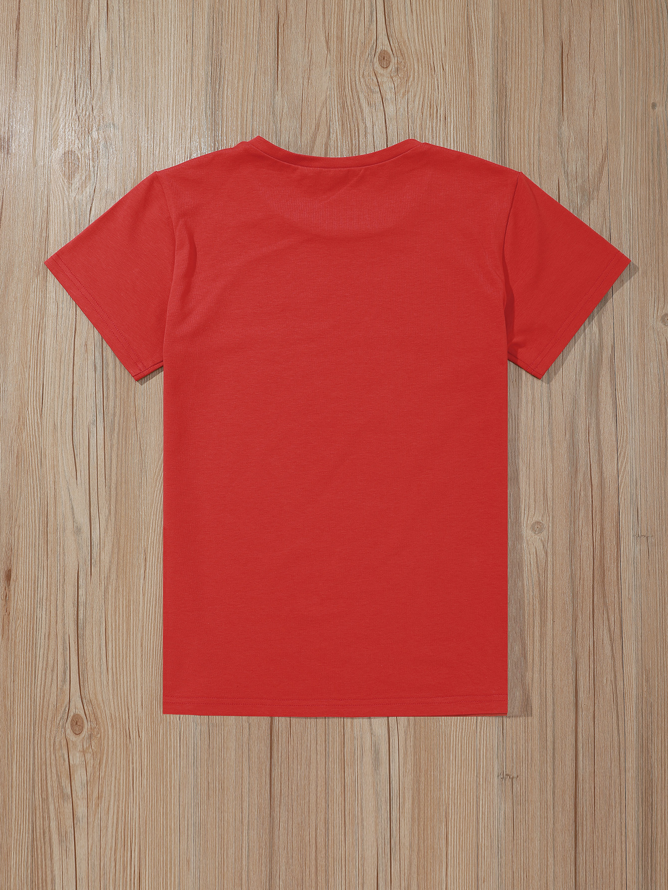 Christmas Print Round Neck Shirt with Short Sleeves