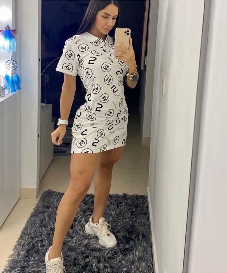 Printed slim dress QS036