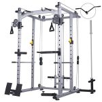Mikolo Multi-Function Power Cage, 1400 lbs Commercial Weight Cage with Cable Crossover Machine, J-Hooks, Landmine