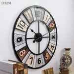 Iron Round Large American Retro Living Room Wall Clock / Size: 60cm