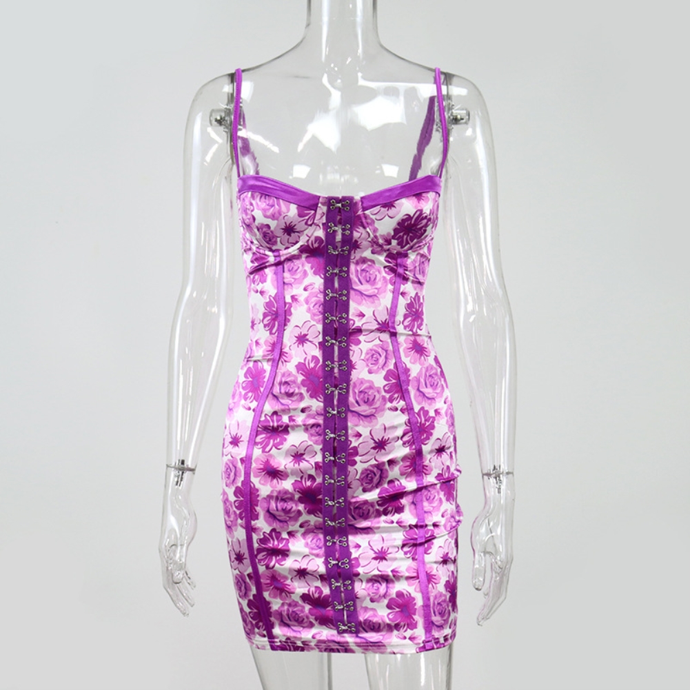 Sexy Vintage Floral Strap Mini Dress