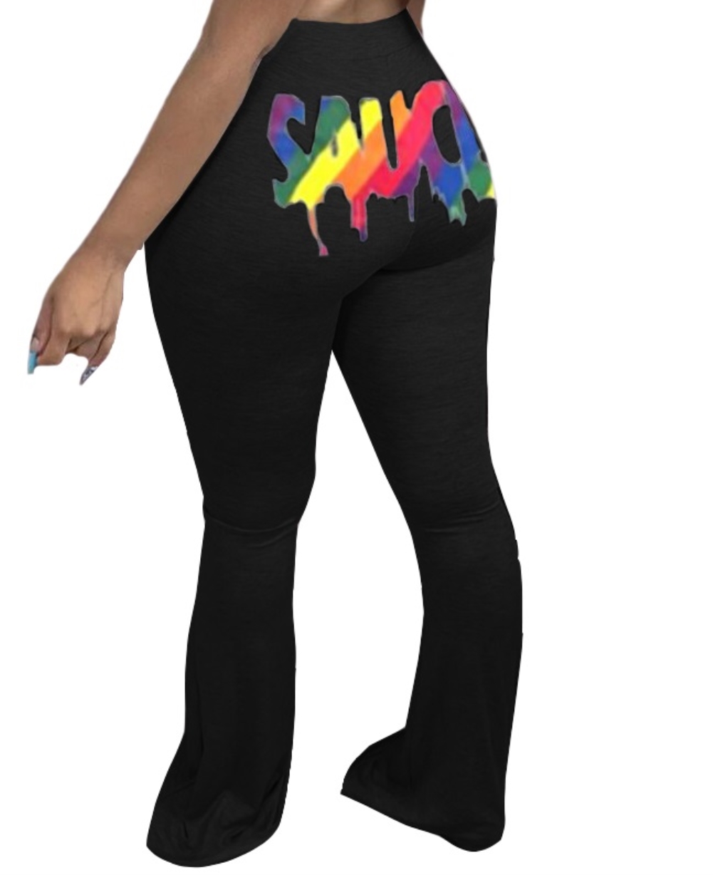 Print High Waist Bell Bottom Trousers