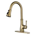 Brushed Gold Copper Single Handle 1 Hole Pull Down Kitchen Faucet