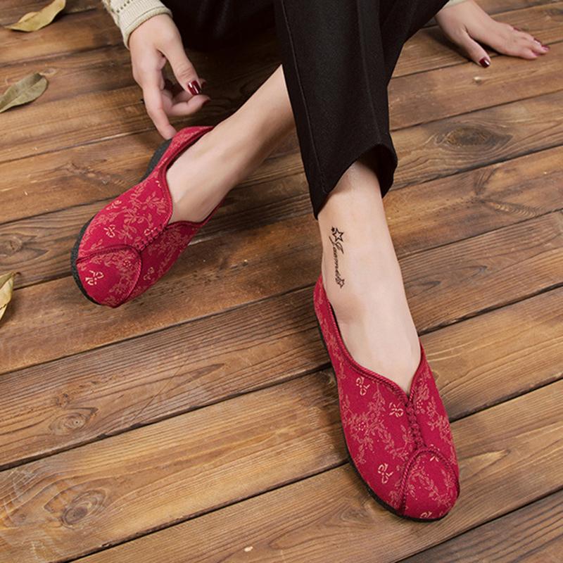 Women Fabric Flats Plus Size Casual Comfort Slip On Shoes