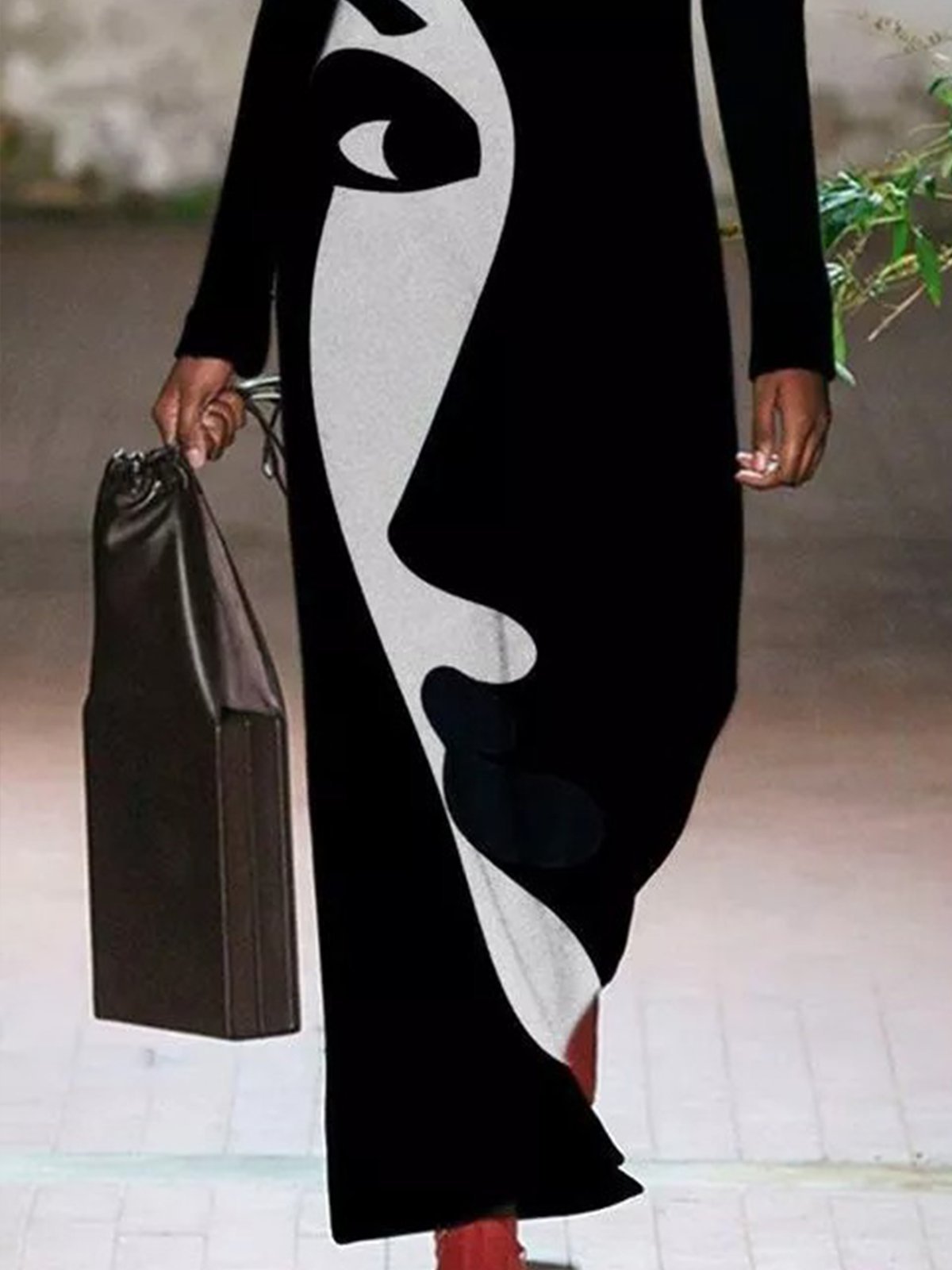 Printed Casual Long Sleeve Cotton-Blend Dresses