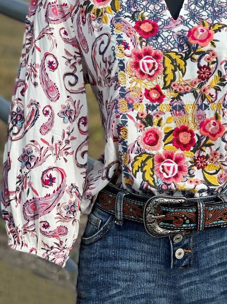 Paisley Vintage 3/4 Sleeve Shirts & Tops