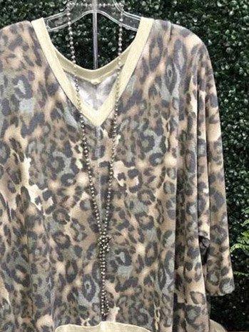 V Neck Cotton-Blend Long Sleeve Shirts & Tops