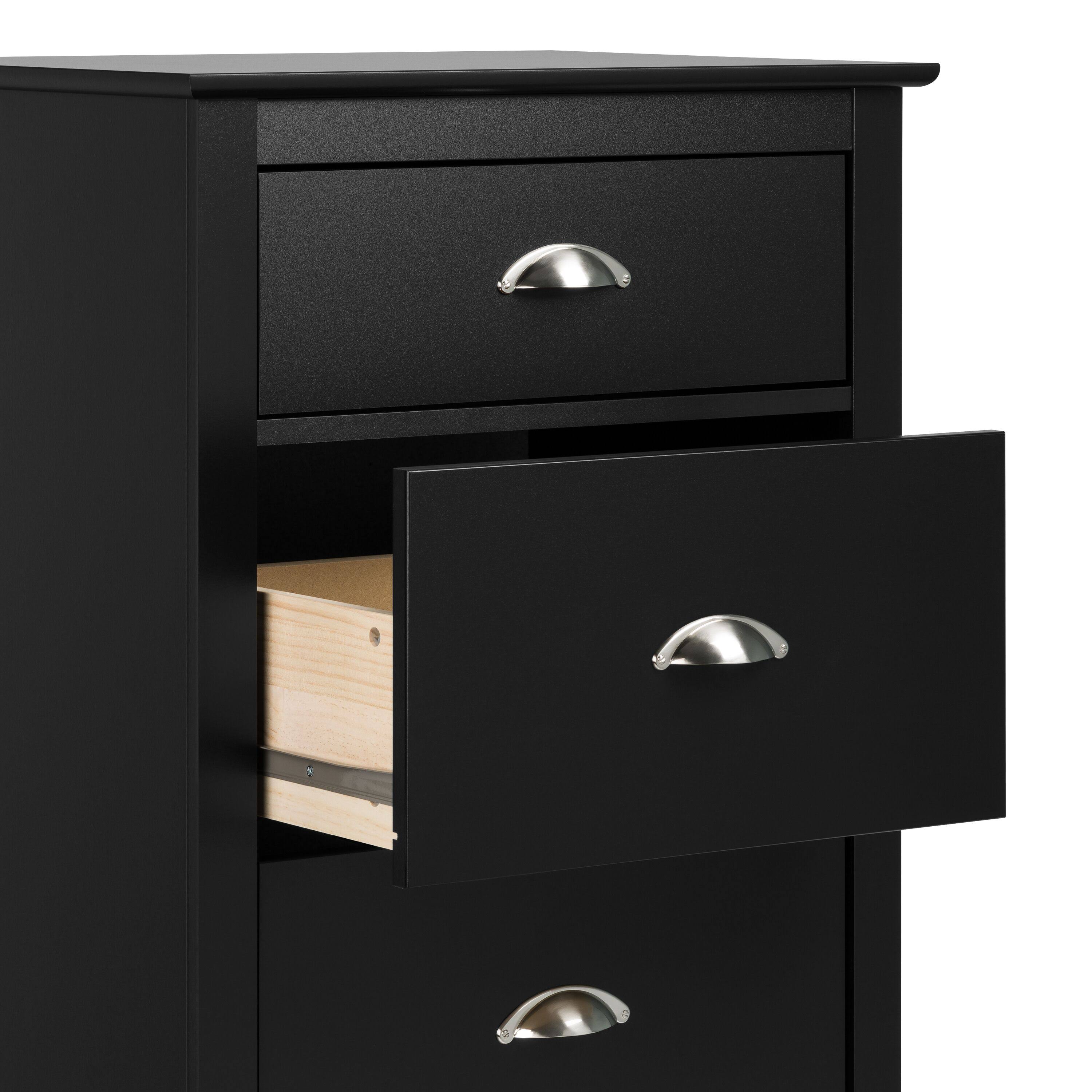 Prepac Yaletown 5-Drawer Tall Chest Black
