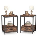 Rustic Bedside Table NIghtstands Side Table for Bedroom, Living Room / 2 pc