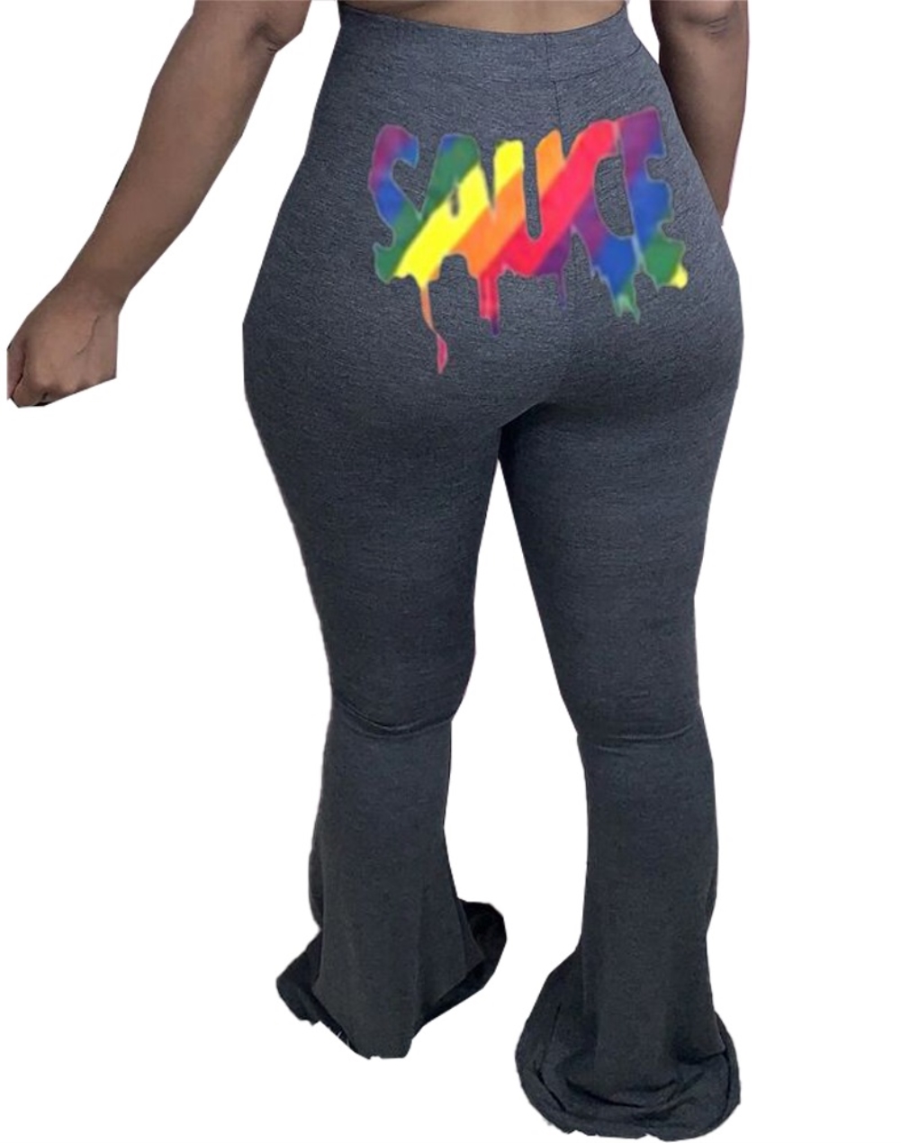 Print High Waist Bell Bottom Trousers