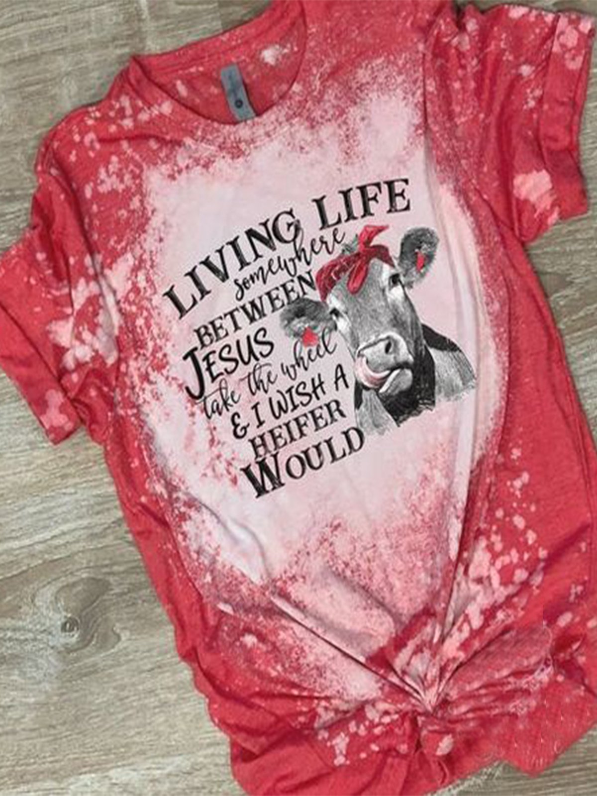 Red Crew Neck Animal Casual Shift Shirts & Tops