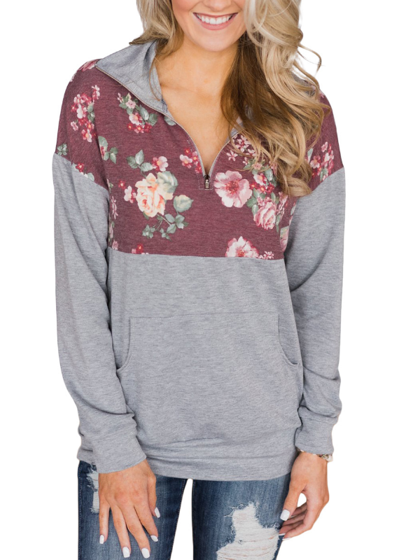 Cotton Patchwork Long Sleeve Blouse & Shirts