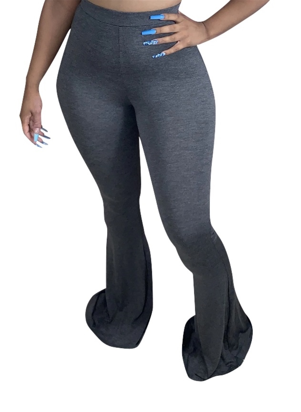 Solid Color African High Waist Flare Trousers