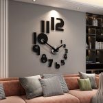 MEISD Large Wall Clock 3d Stickers Modern Design Decorative Mural Silent For Living Room Decor