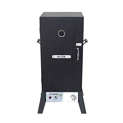 Vertical Offset BBQ Gas Smoker with Temperature Gauge �C Black