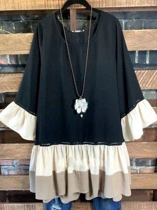 Crew Neck Casual Cotton-Blend Shirts & Tops