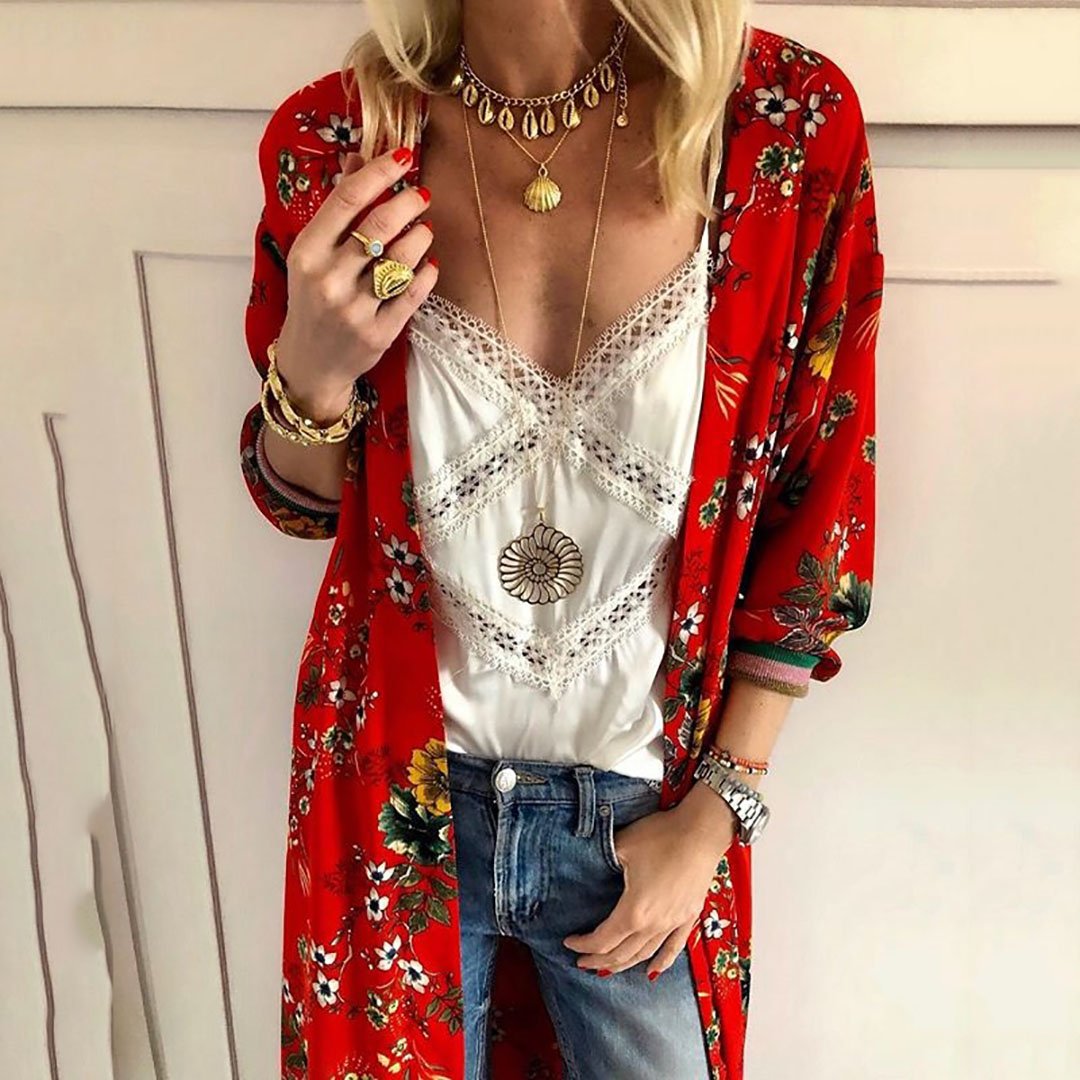 Flirt Printed Long Cardigan For Leisure