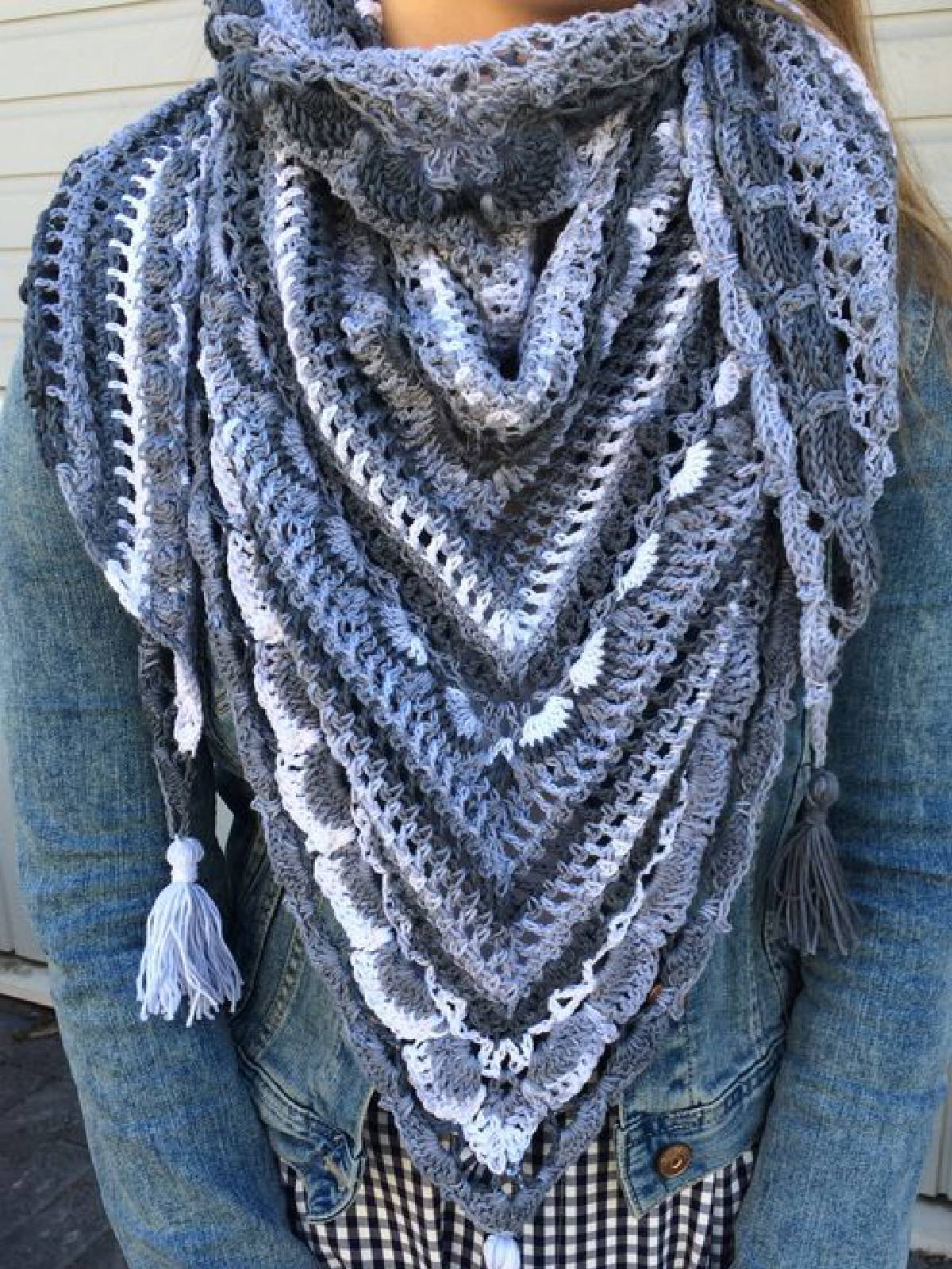 Blue Cotton-Blend Casual Scarves & Shawls