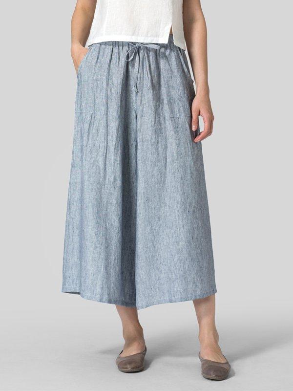 Casual Plus Size Solid Pants With Pockets