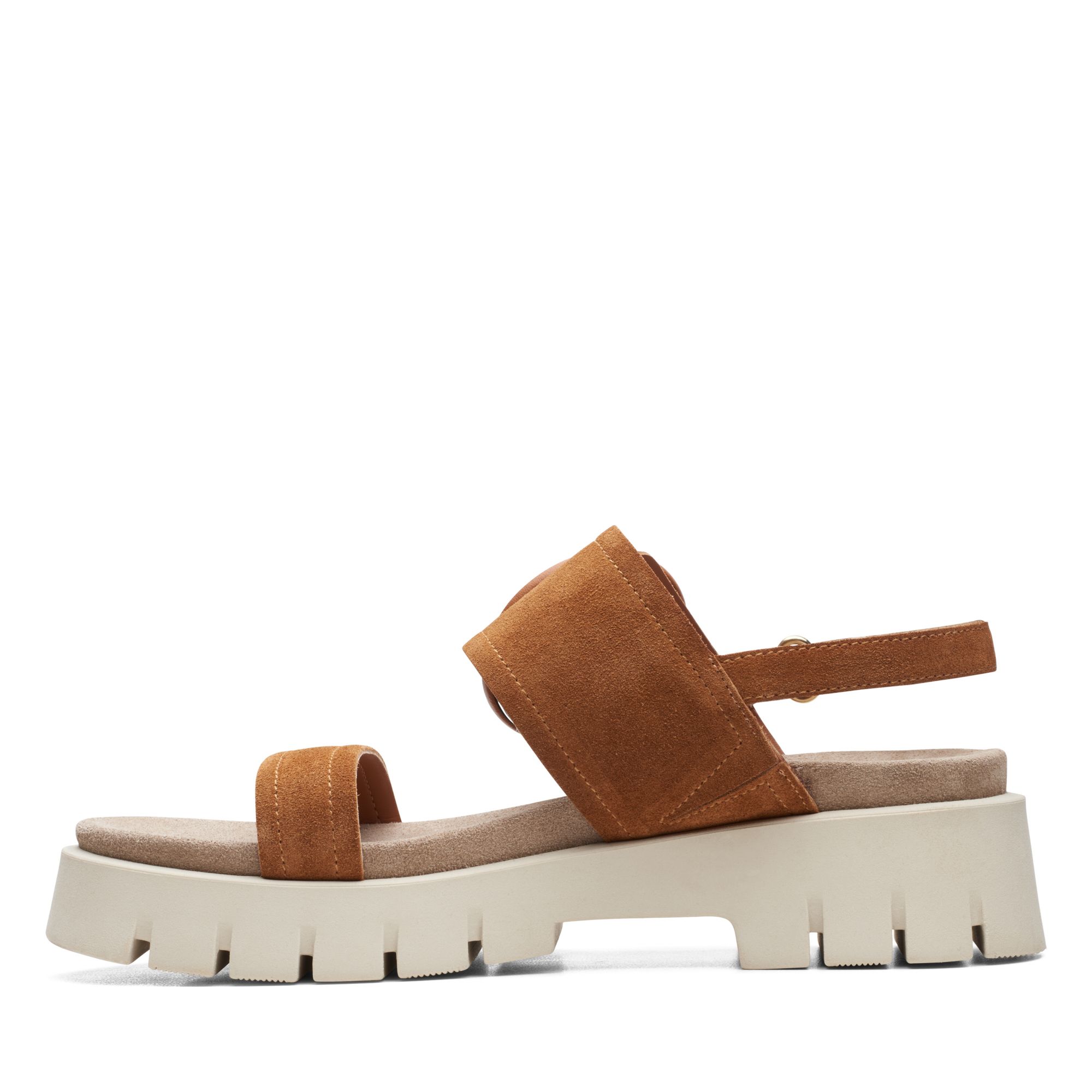 Women Sandals Motive Strap Tan Suede
