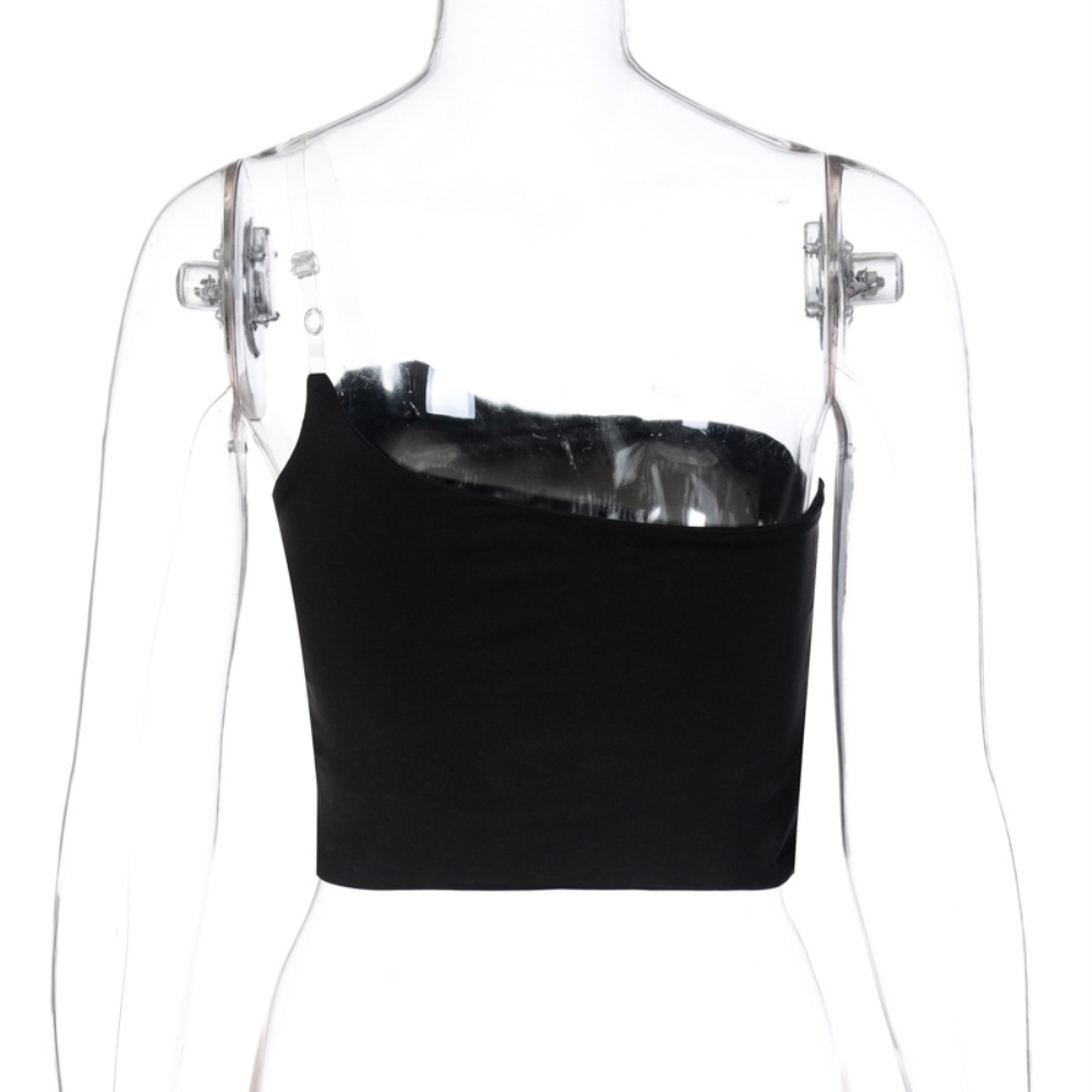 Solid Color Irregular Sexy Crop Top