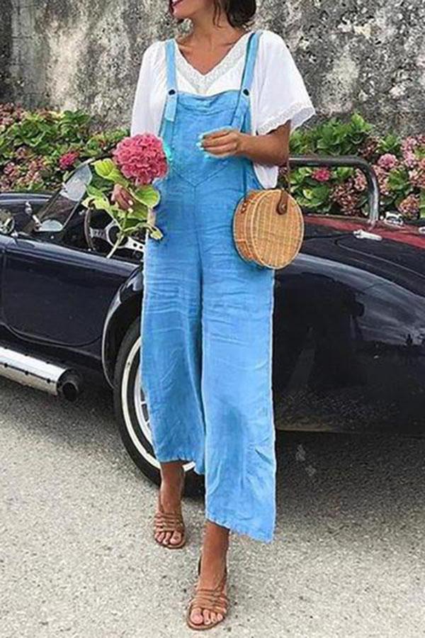 Linen Casual Fashion Strap Jumpsuit