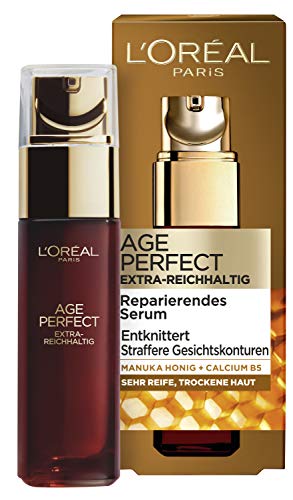 L'Oréal Paris 巴黎欧莱雅 金致臻颜系列 紧致锁龄多效抗皱精华 适合非常成熟和干燥的肌肤，含麦卢卡蜂蜜及B5钙，30ml