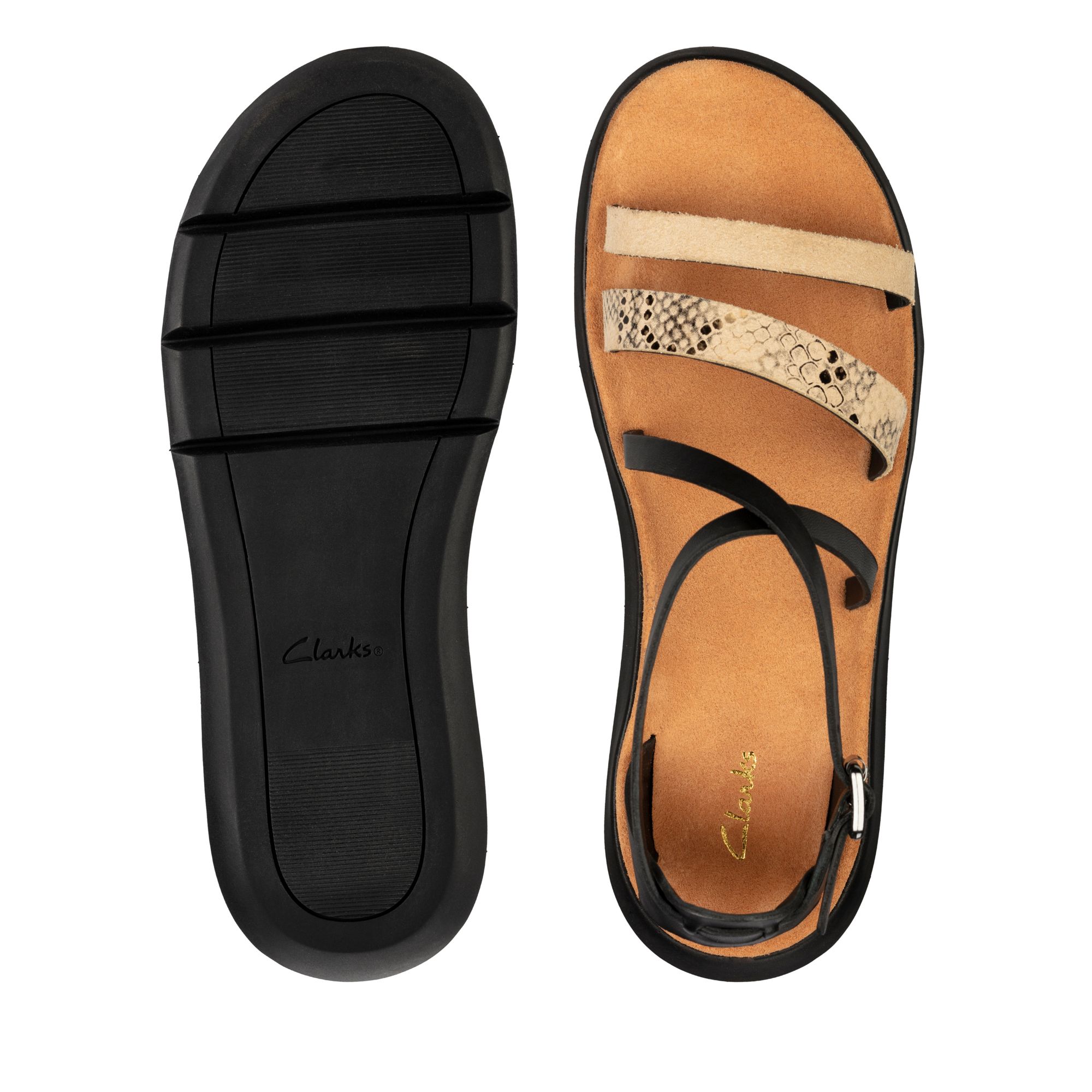 Women Sandals Jemsa Strap Black Combi Lea