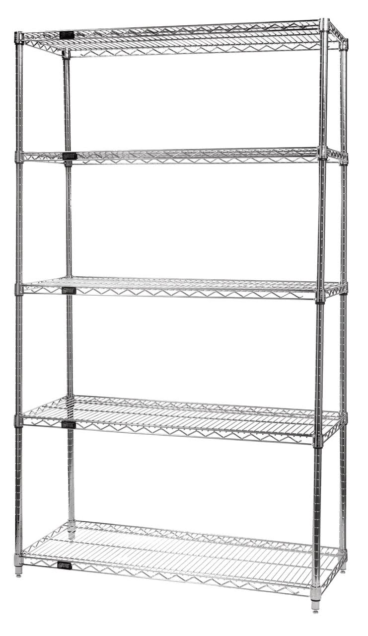 Quantum Storage Systems, 14 inch x 54 inch x 86 inch Chrome 5-Shelf Unit - WR86-1454C-5
