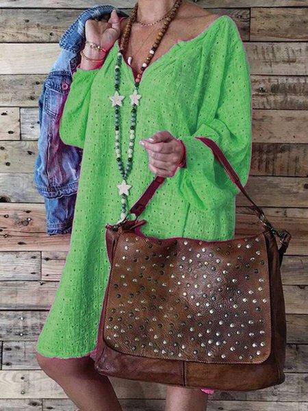 Casual V Neck Long Sleeve Dresses