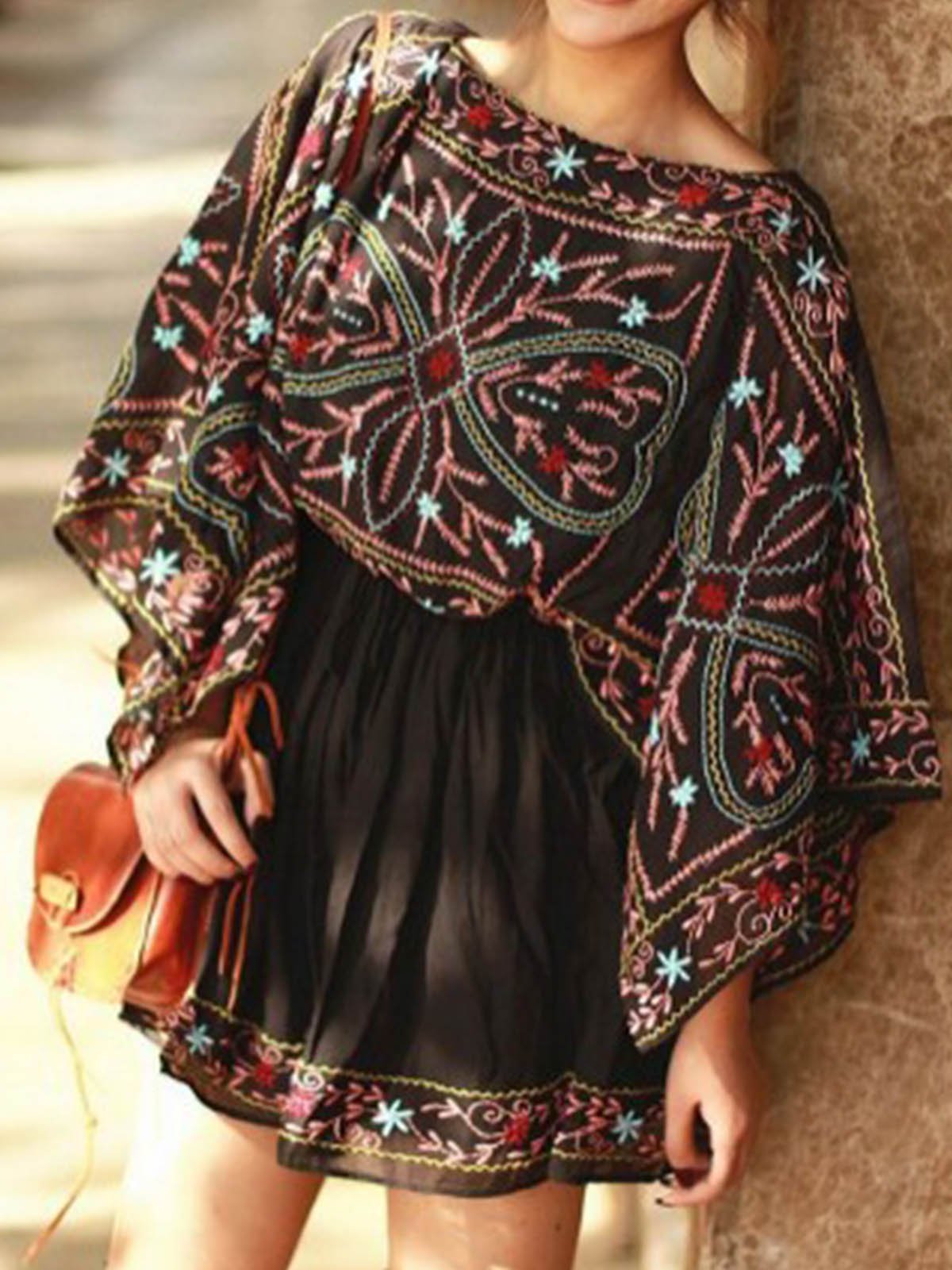 Boho V Neck Floral-Print Dresses