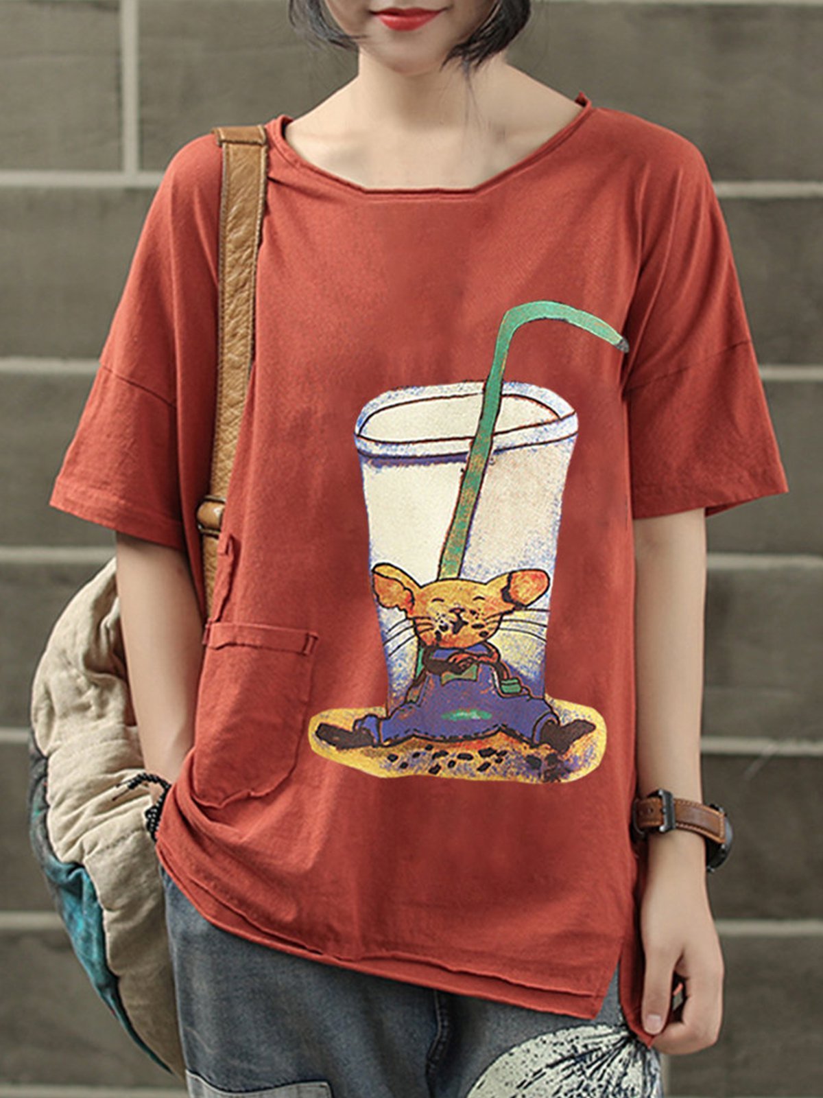 Casual Short Sleeve Round Neck Plus Size Tops