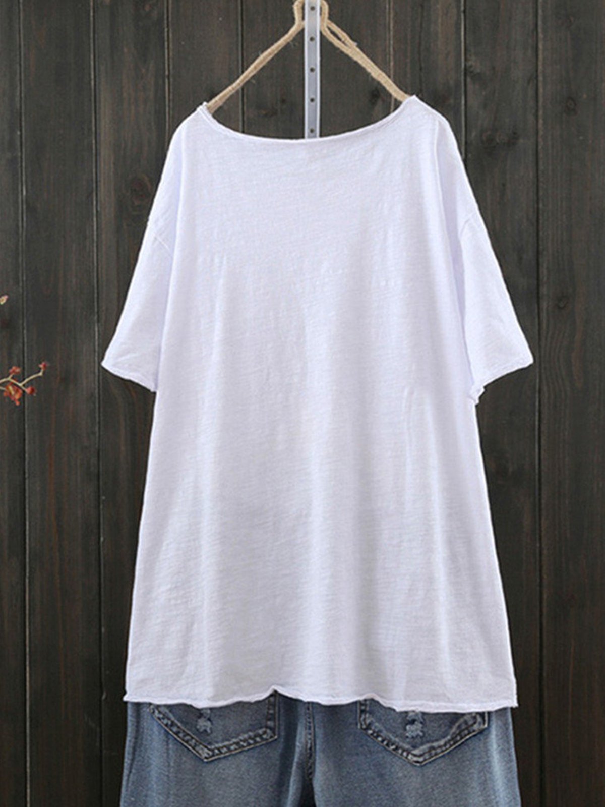 Casual Short Sleeve Round Neck Plus Size Tops