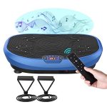 AXV Vibration Plate Exercise Machine Whole Body Workout Vibrate Fitness Platform with Music Speaker Fitness Bands- Black & Blue