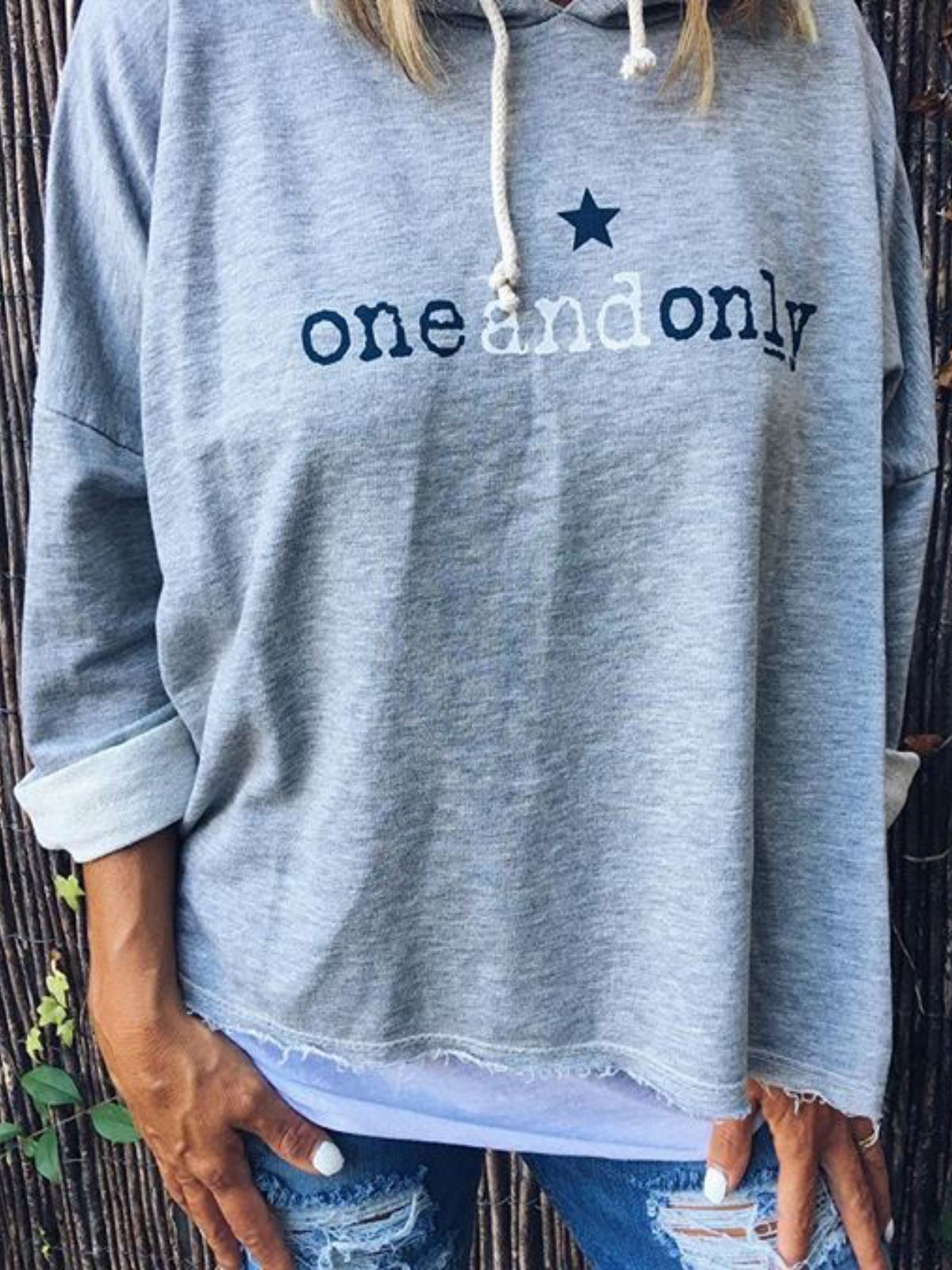 Plus Size Casual Long Sleeve Printed Hoodie Tops