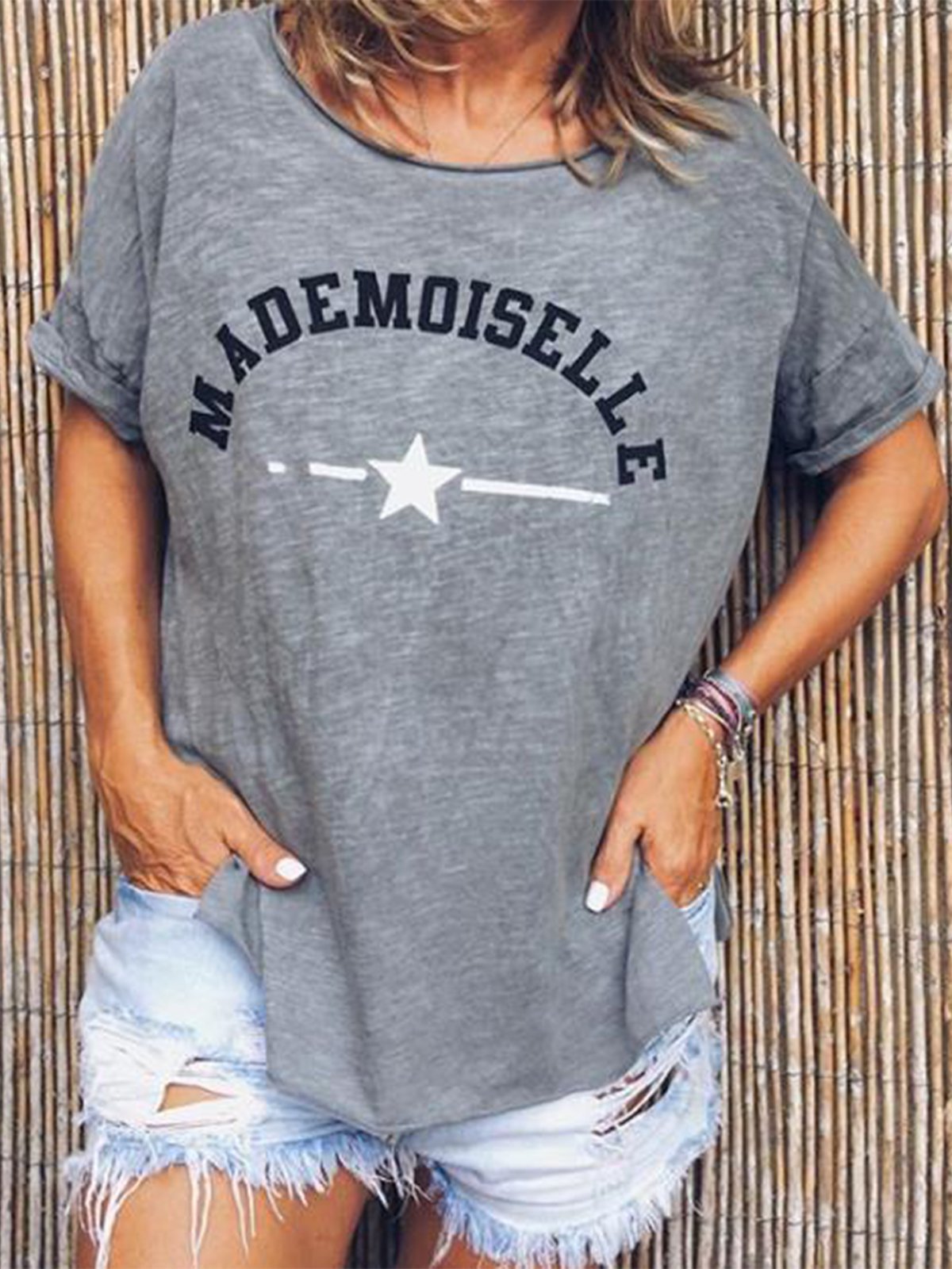 Casual Short Sleeve Printed Round Neck Shirts