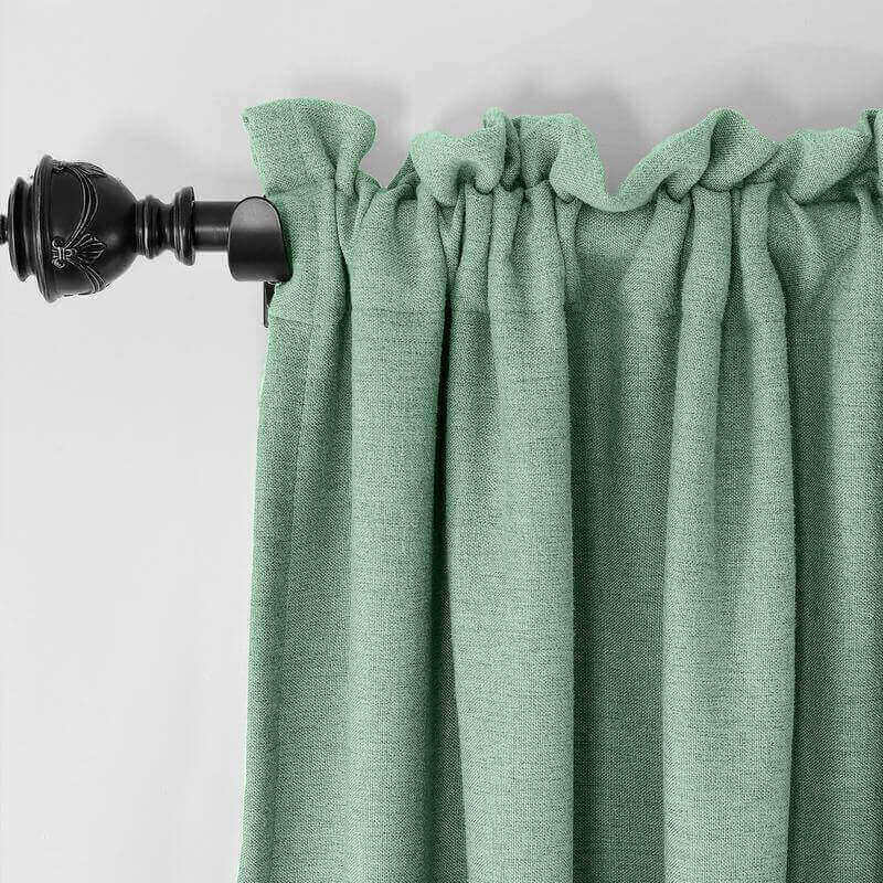 CUSTOM Olive Mint Luxury Textured Faux Linen Curtain