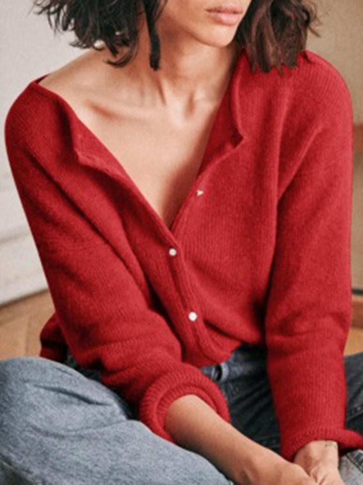 Casual Solid Color Round Neck Front And Rear Wear Sweater