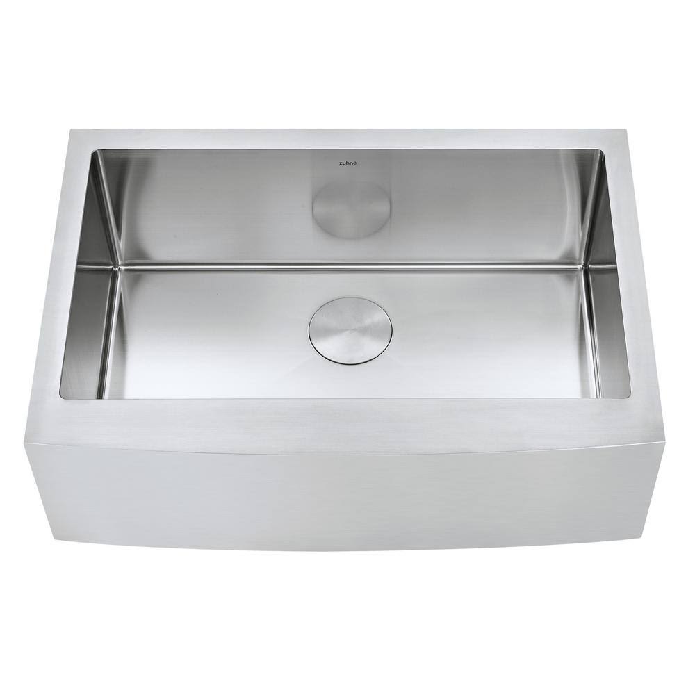 Zuhne Stainless Steel Farmhouse Kitchen Sink (30-inch Apron Front, 16-Gauge Single Bowl)