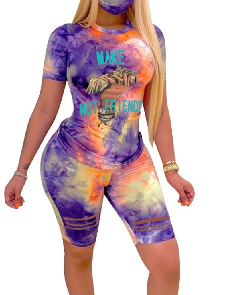 Summer Tie Dye Two Piece Biker Short Set